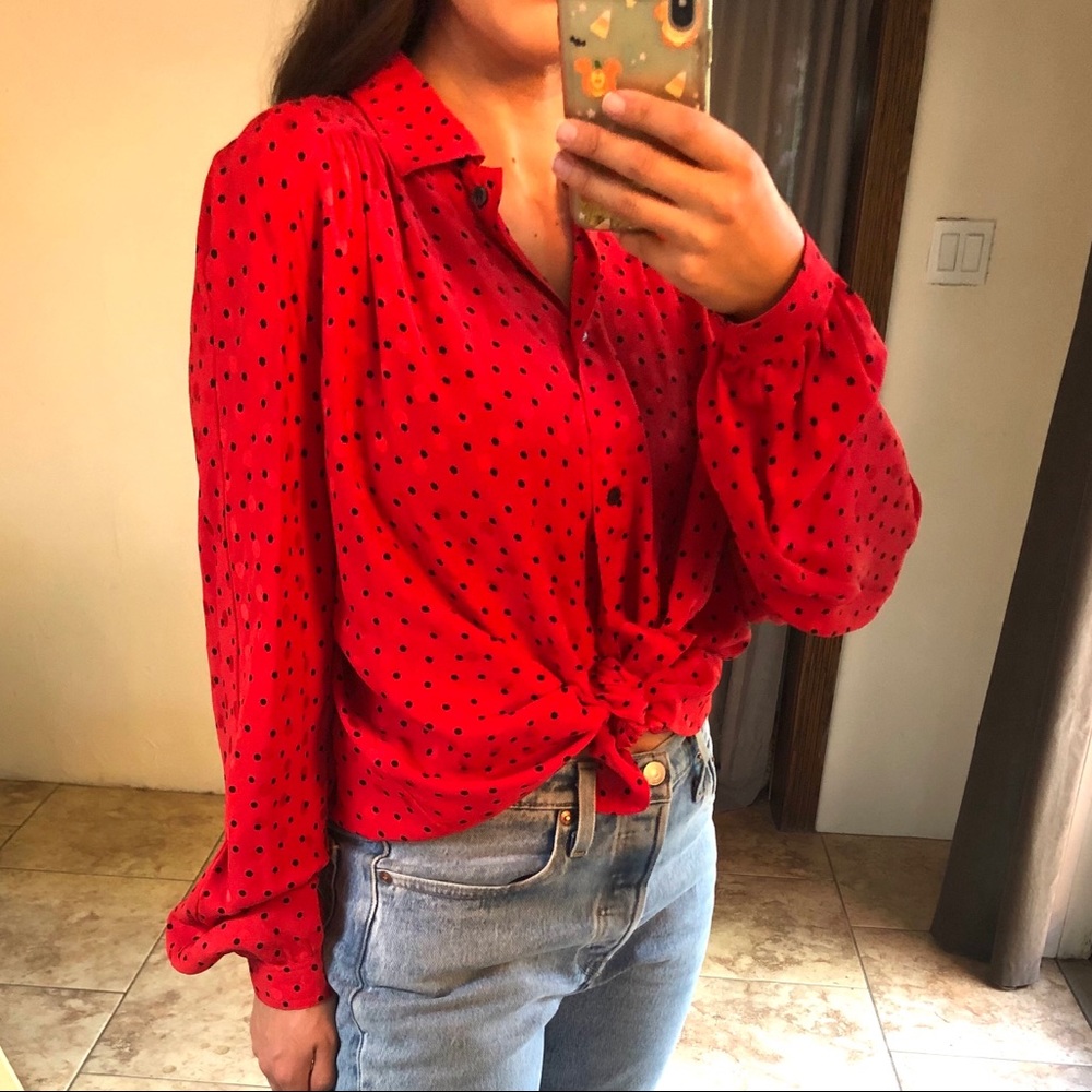 Vintage Valentino (miss v) red polka dot blouse